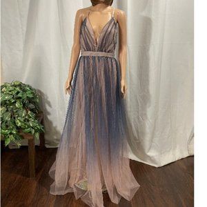 Fashion Nova Fairytale Maxi Dress - Navy/Soft Pink Ombre